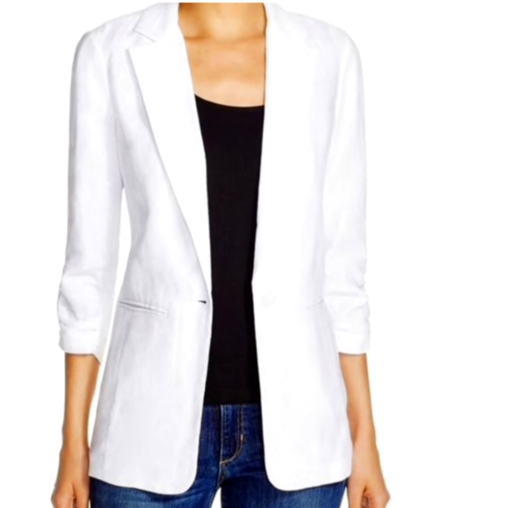Michael Kors White Linen Boyfriend Blazer Size 4